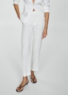 Mango Pantalón traje lino - Blanco