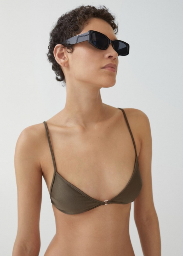 Mango Top bikini detalle metálico - Oliva