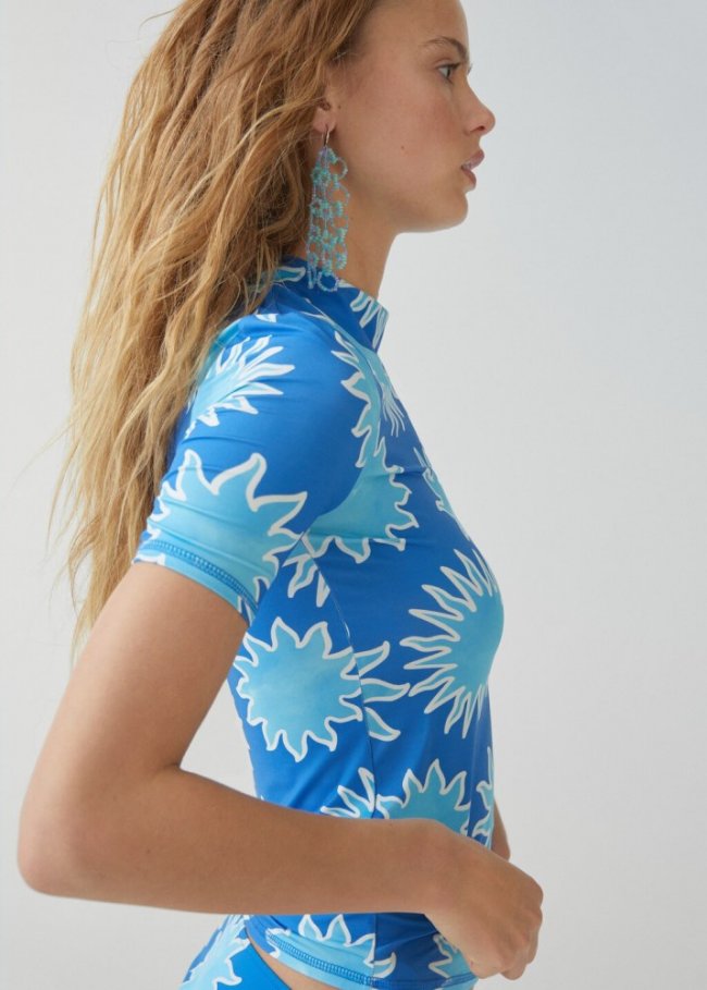 Mango Camiseta estampada manga corta - Azul marino oscuro