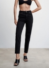 Mango Jeans mom tiro alto - Denim negro