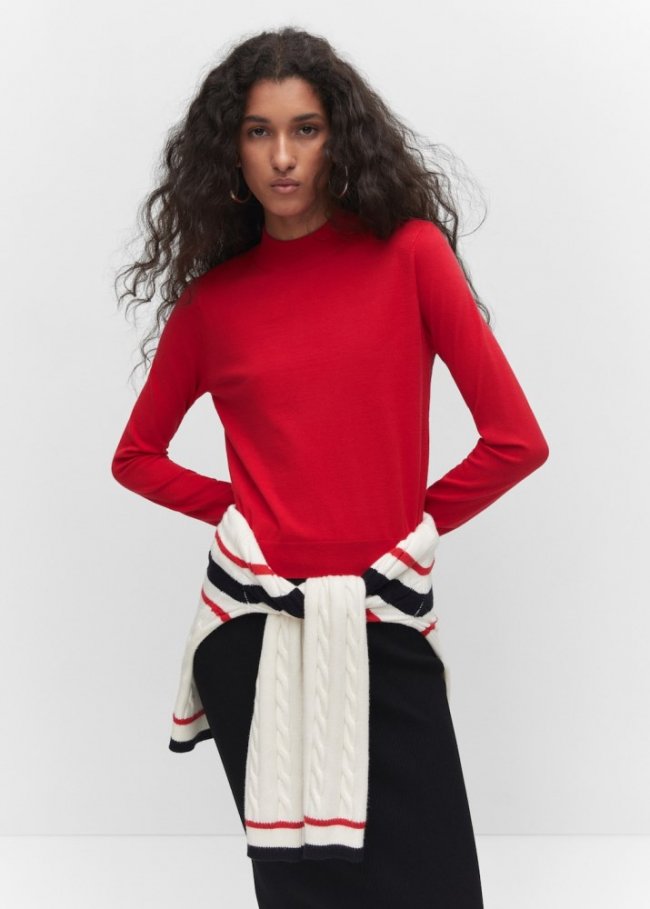 Mango Jersey punto fino cremallera - Rojo