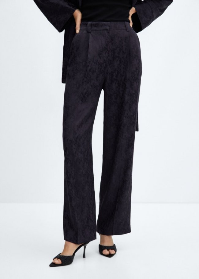 Mango Pantalón traje jacquard - Azul noche