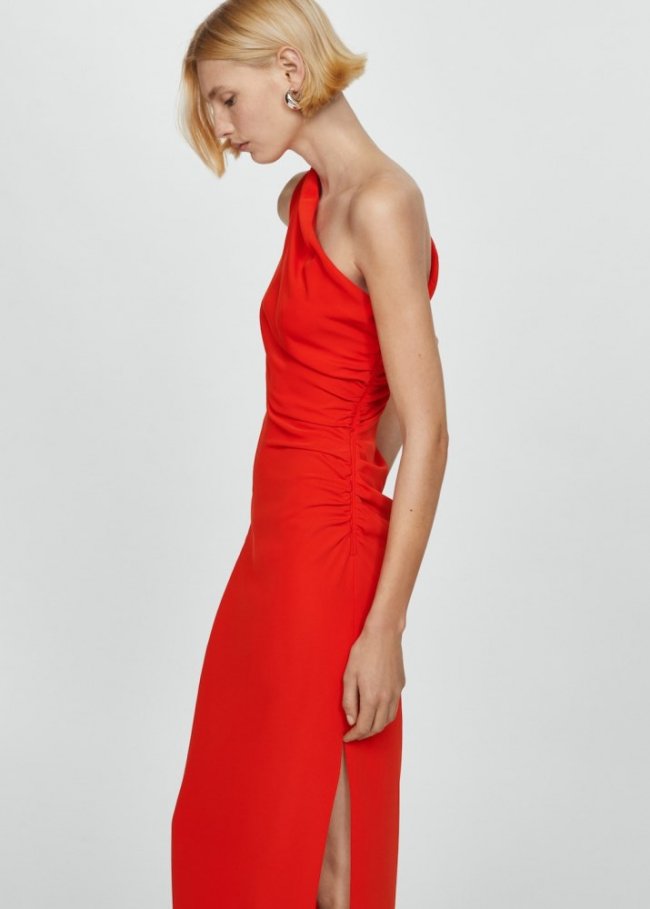 Mango Vestido asimétrico abertura lateral - Rojo