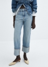 Mango Jeans rectos bajo vuelto - Azul medio