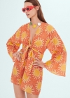 Mango Vestido estampado detalle nudo - Naranja