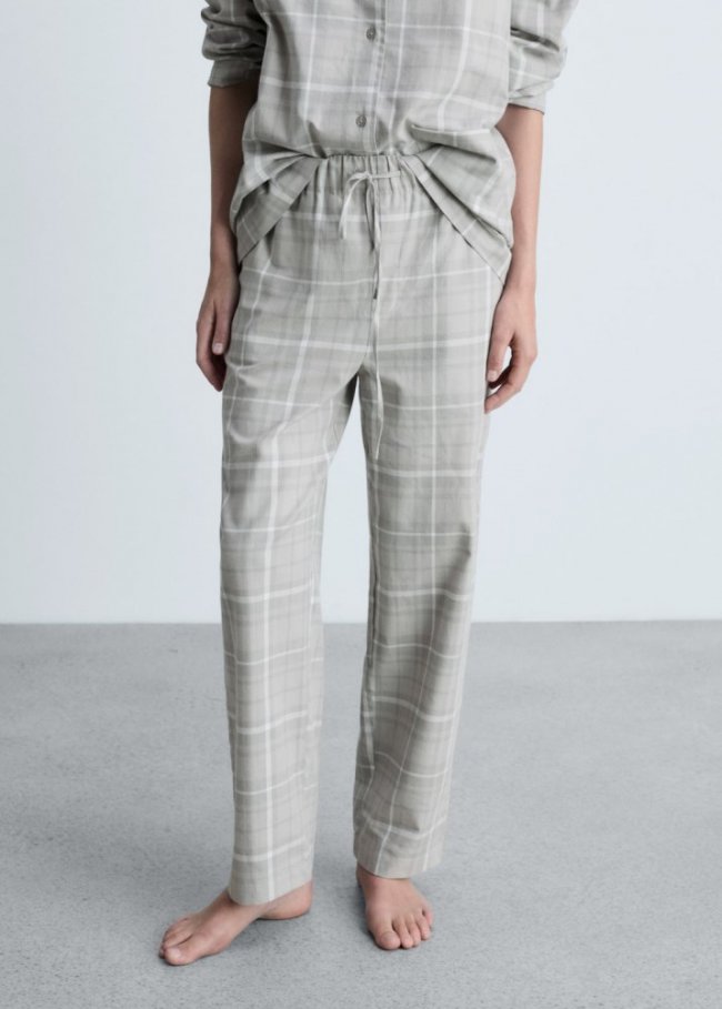 Mango Pantalón pijama franela cuadros - Gris