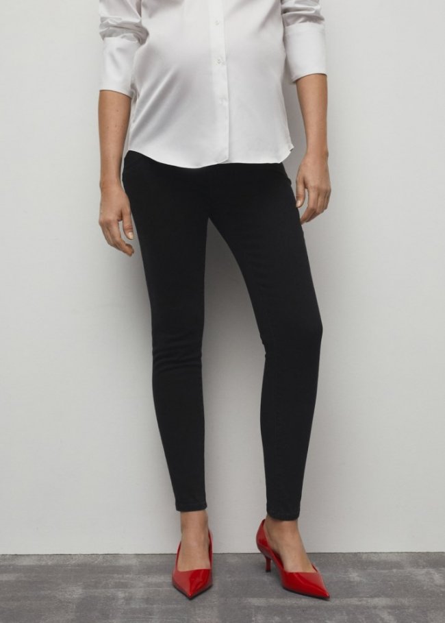 Mango Jeans skinny premamá - Denim negro