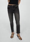 Mango Jeans girlfriend tiro bajo rotos - Denim negro