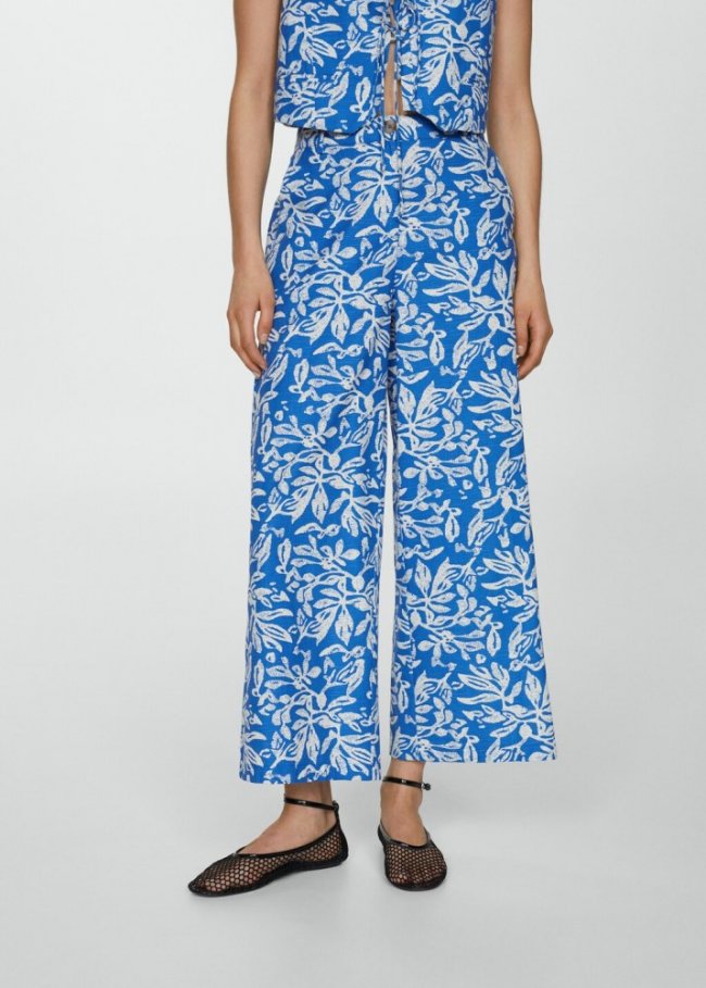 Mango Pantalón wideleg estampado - Azul