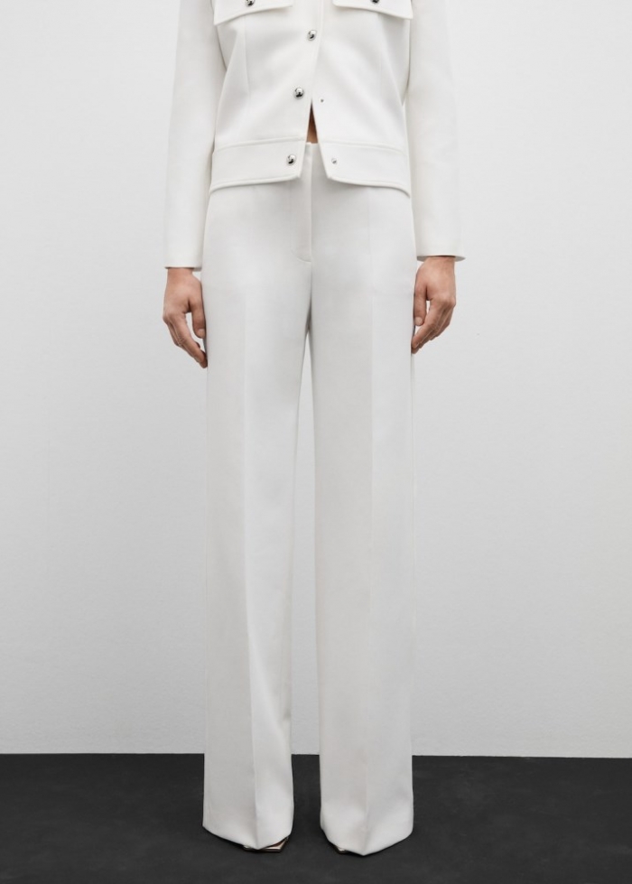 Mango Pantalón recto fluido - Blanco