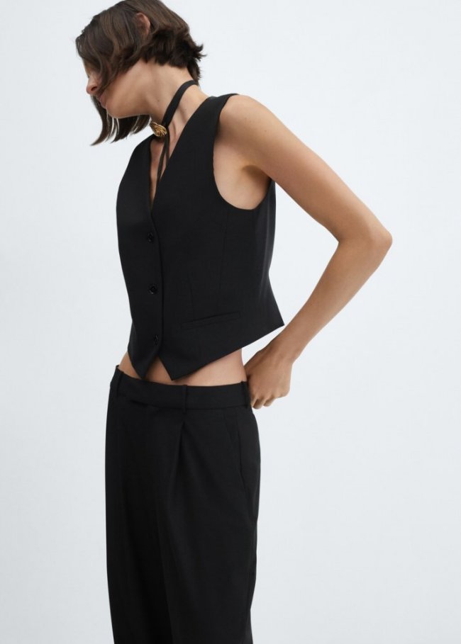 Mango Chaleco traje botones - Negro