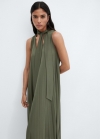 Mango Vestido midi plisado - Khaki