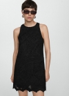 Mango Vestido corto bordado - Negro