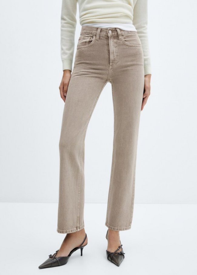 Mango Jeans rectos tiro medio - Topo