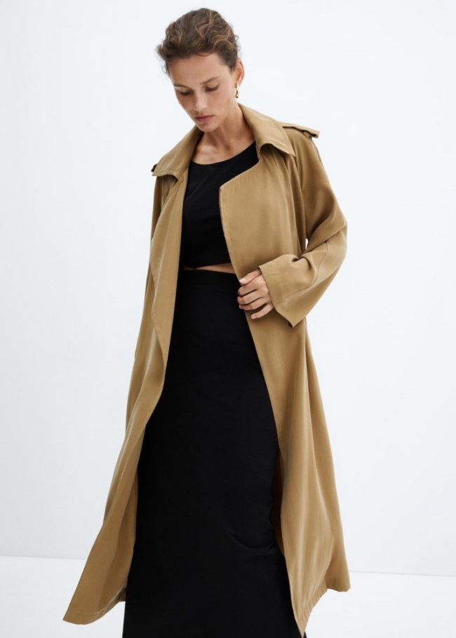 Mango Trench modal lazo - Marrón medio
