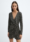 Mango Vestido textura animal print - Negro