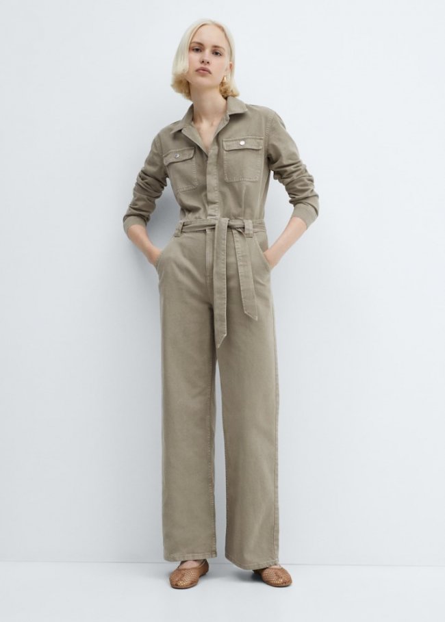 Mango Mono vaquero cinturón - Khaki