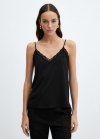Mango Top lencero encaje - Negro