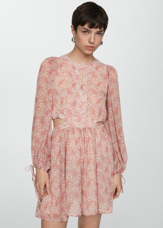 Mango Vestido paisley aberturas - Rosa pastel