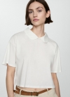 Mango Camiseta cuello babydoll - Blanco roto
