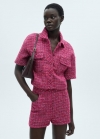 Mango Chaqueta tweed manga corta - Fucsia