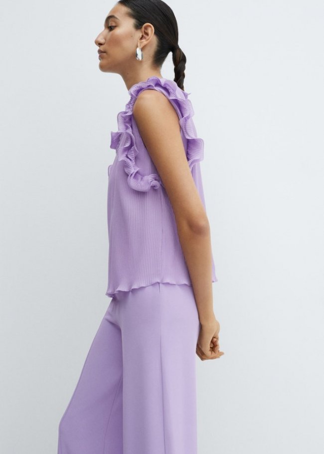 Mango Top plisado volante - Lila