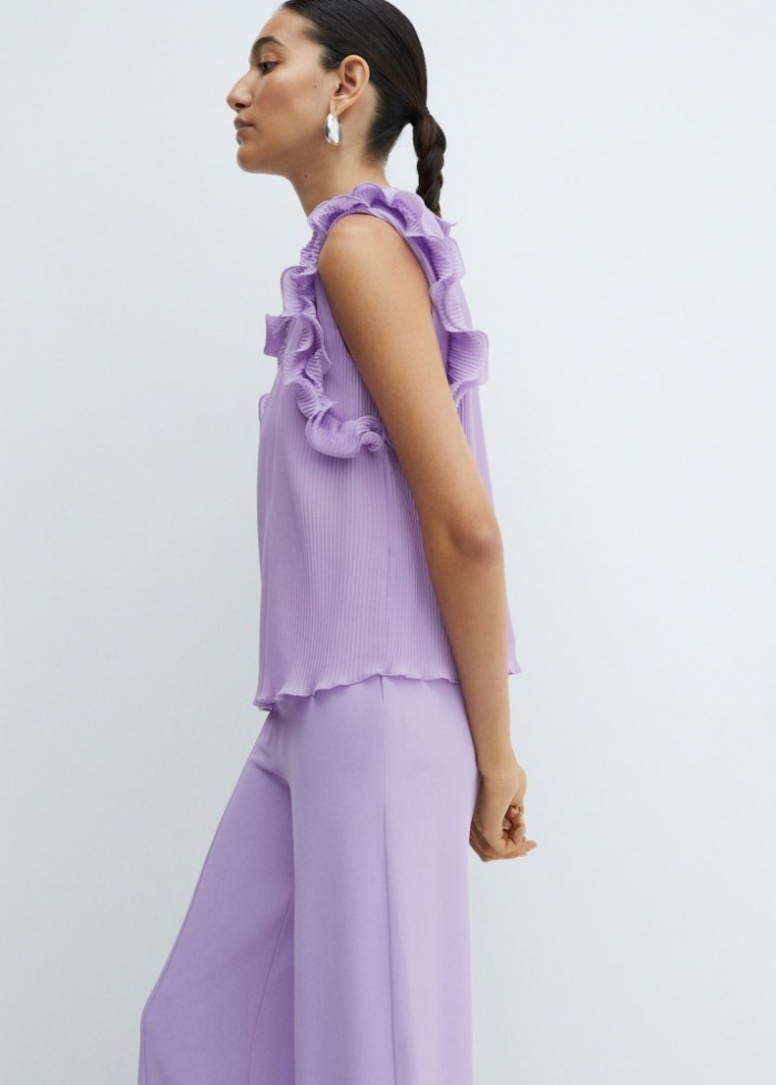Mango Top plisado volante - Lila