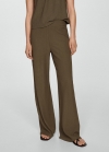 Mango Pantalón textura wideleg - Khaki