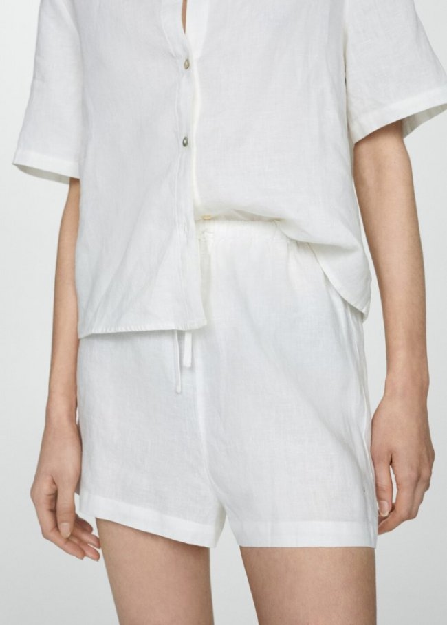 Mango Short pijama lino - Blanco