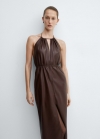 Mango Vestido halter efecto piel - Granate