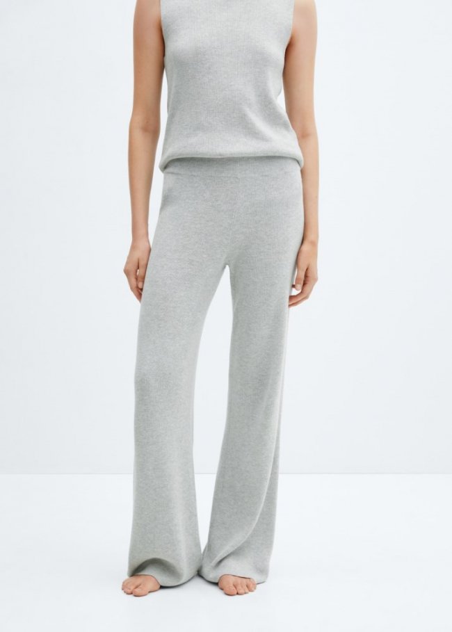 Mango Pantalón punto recto - Gris claro vigoré