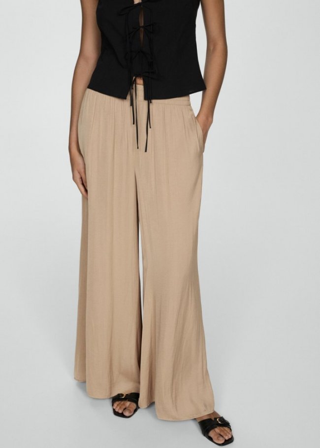 Mango Pantalón fluido wideleg - Beige