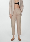 Mango Pantalón crop lino - Beige