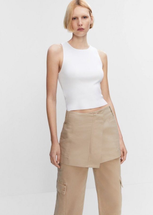 Mango Top punto tirantes anchos - Blanco roto