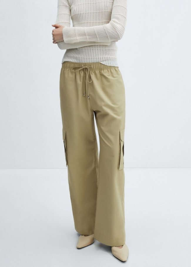 Mango Pantalón cargo cintura elástica - Beige