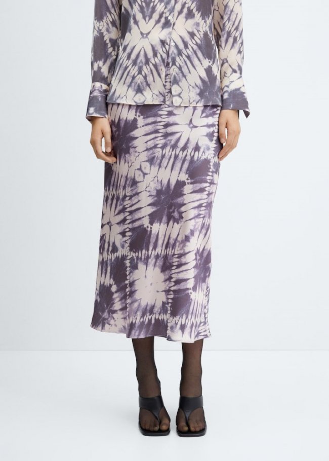 Mango Falda tie-dye satinada - Morado claro/pastel