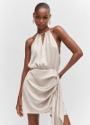 Mango Vestido satinado cuello halter - Gris claro/pastel