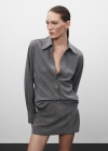 Mango Camisa strass - Plata