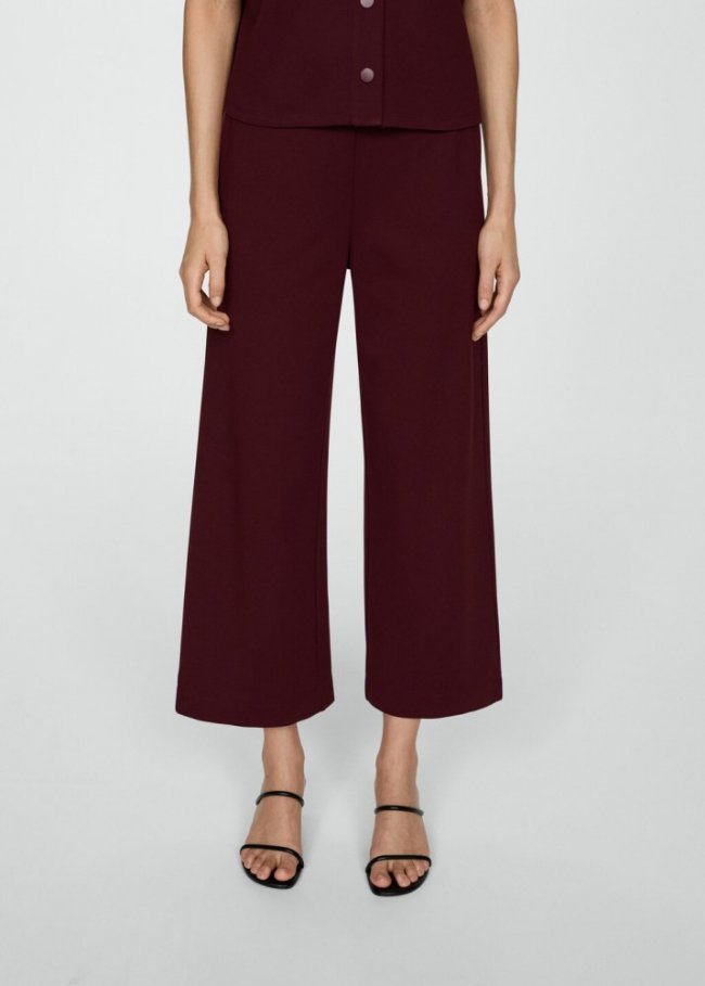 Mango Pantalón culotte punto - Burdeos