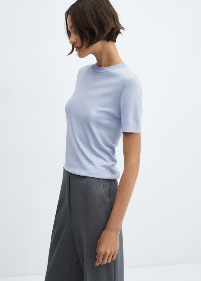 Mango Jersey manga corta - Azul celeste