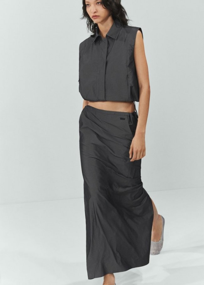 Mango Falda parachute abertura - Gris