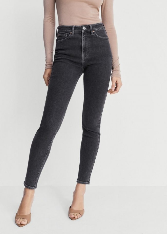 Mango Jeans skinny tiro alto - Gris oscuro