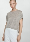 Mango Camiseta 100% lino - Gris claro vigoré