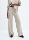 Mango Pantalón punto wideleg - Gris claro/pastel