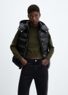 Mango Chaleco acolchado impermeable capucha - Negro