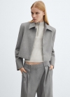 Mango Chaqueta crop traje - Gris