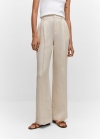 Mango Pantalón recto lino - Beige
