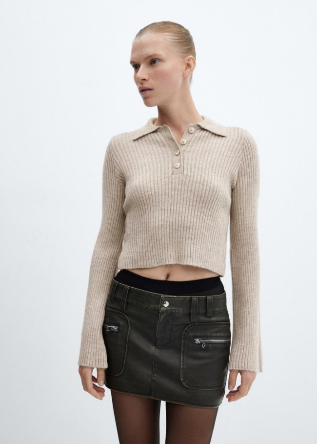 Mango Jersey cuello polo mangas acampanadas - Arena