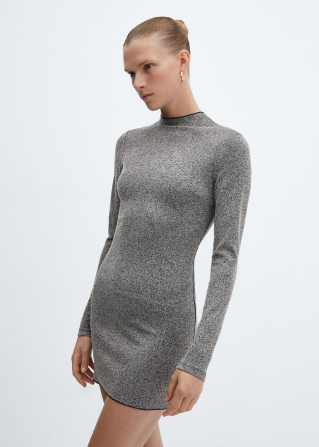 Mango Vestido punto cremallera - Gris
