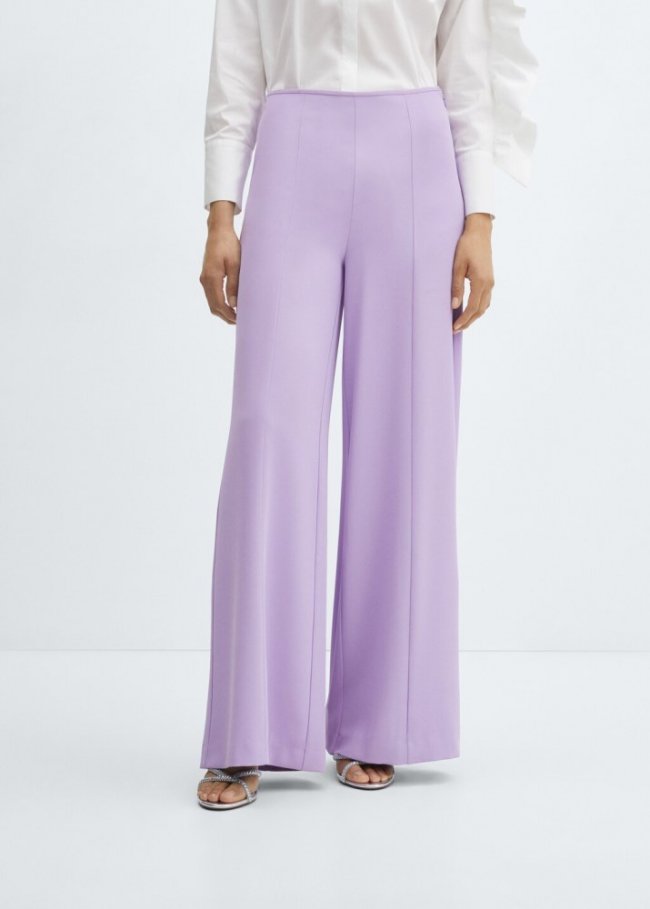 Mango Pantalón costuras decorativas - Lila